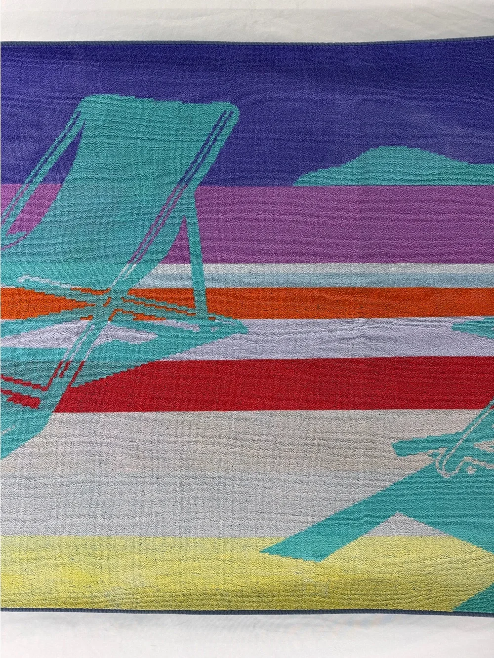 Rare Vintage Cobra 1980s Beach Towel Turquoise Deck Chair Motif Coastal Pop Art